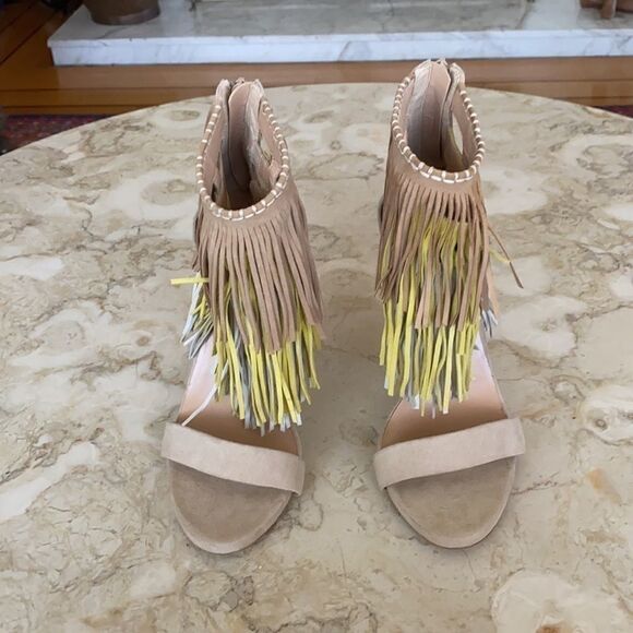 Aldo Leather Fringe Stiletto Bootie Sandals - Picture 4 of 11